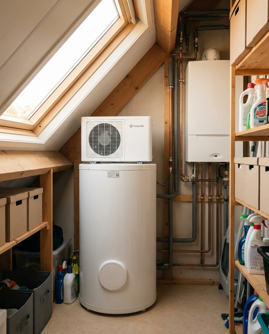 Warmtepompboiler op zolder
