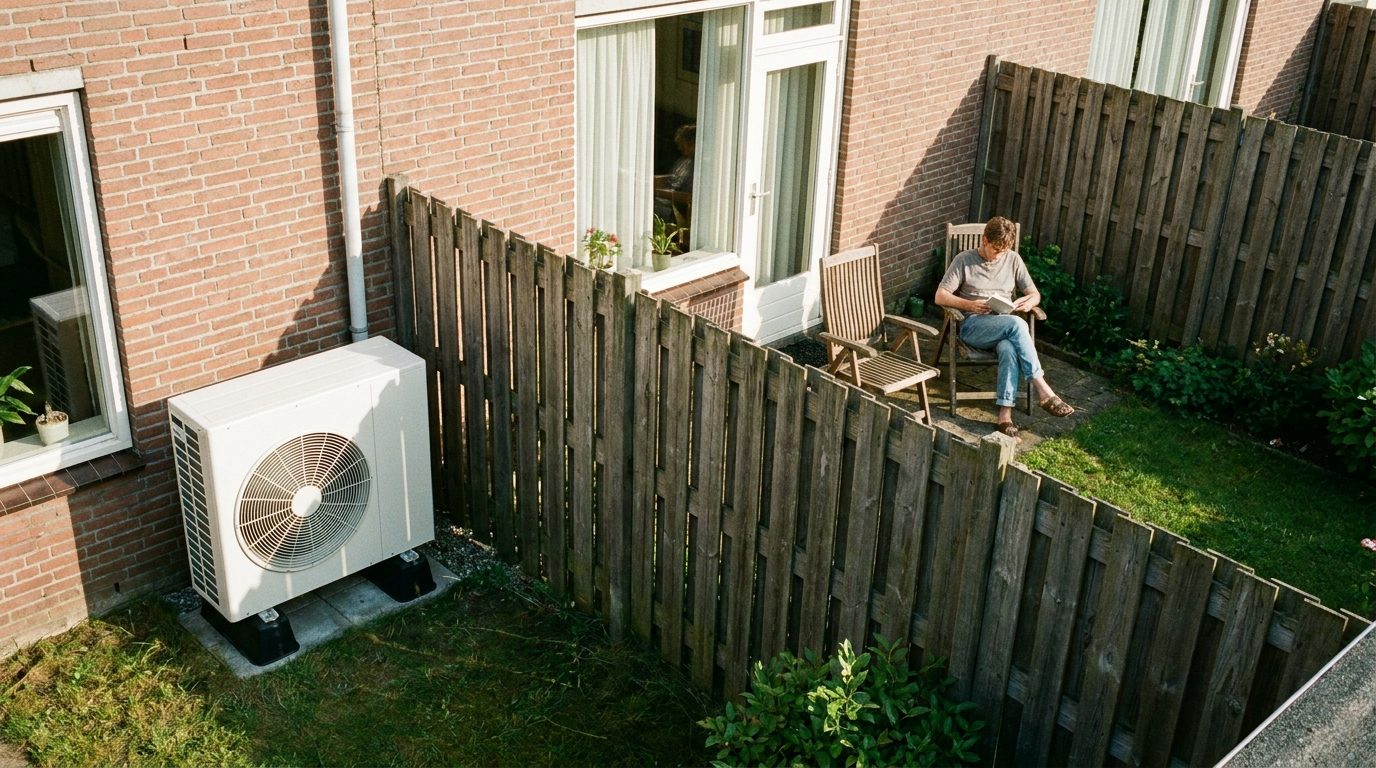 Warmtepomp bij een woning in Delft
