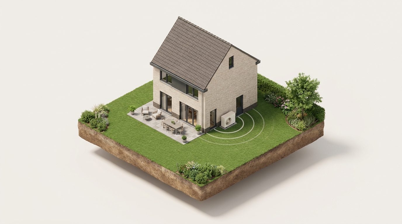 Vrijstaande woning met warmtepomp aan de achtergevel